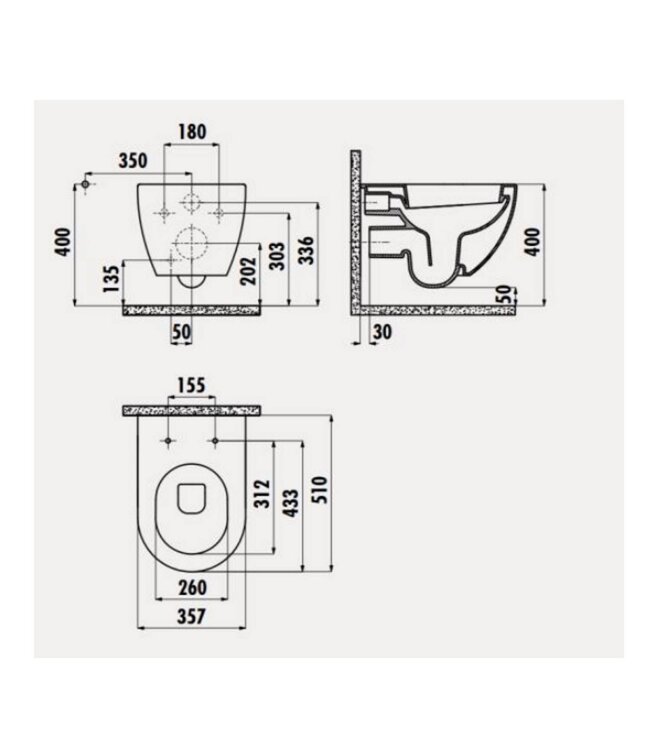 Creavit FE320 Hangtoilet Mat Antraciet met Bidet incl. softclose toiletbril 51x35,5x29cm