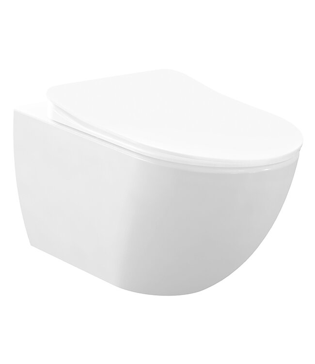 Creavit Freedom Randloos Hangtoilet met Bidet Mat Wit 51x35,5x29 cm incl softclose toiletbril FE322