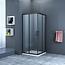 Douchecabine Lara Nano Zwart 80x80x200cm 8mm Veiligheidsglas Vierkant Hoekinstap Schuifdeur Helder Glas Mat Zwart profiel