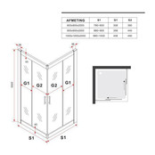Douchecabine Lara Nano Zwart 80x80x200cm 8mm Veiligheidsglas Vierkant Hoekinstap Schuifdeur Helder Glas Mat Zwart profiel
