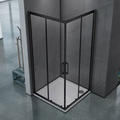 Douchecabine Donna 80x80 cm Mat Zwart Schuifdeur Hoekinstap Vierkant