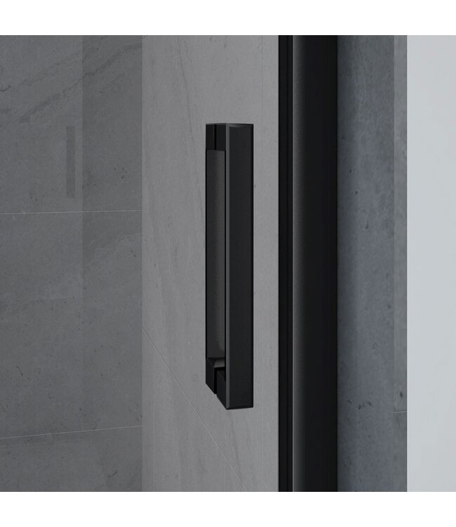 Douchecabine Donna 90x90 cm Mat Zwart Schuifdeur Hoekinstap Vierkant