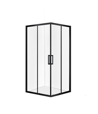 Douchecabine Donna 90x90 cm Mat Zwart Schuifdeur Hoekinstap Vierkant