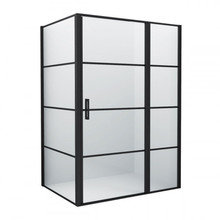 Douchecabine Collins Mat Zwart Vierkant 140x100cm Draaideur Antikalk Helderglas 8mm Veiligheidsglas Easy Clean