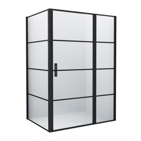 Douchecabine Collins Mat Zwart Vierkant 140x100cm Draaideur Antikalk Helderglas 8mm Veiligheidsglas Easy Clean