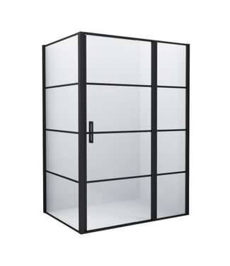 Douchecabine Collins Mat Zwart Vierkant 140x100cm Draaideur Antikalk Helderglas 8mm Veiligheidsglas Easy Clean