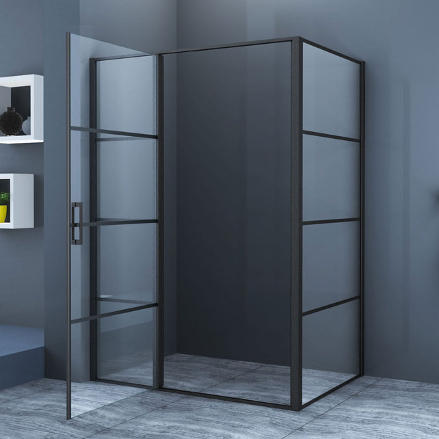 Douchecabine Collins Mat Zwart Vierkant 140x100cm Draaideur Antikalk Helderglas 8mm Veiligheidsglas Easy Clean Douchecabine Collins Mat Zwart Vierkant 140x100cm Draaideur Antikalk Helderglas 8mm Veiligheidsglas Easy Clean