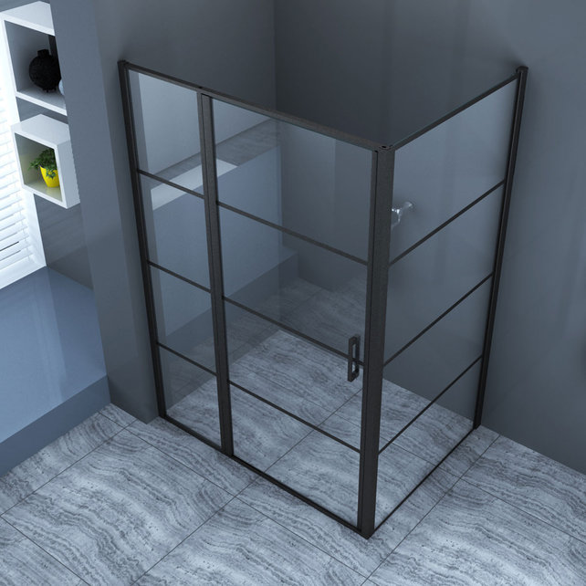 Douchecabine Collins Mat Zwart Vierkant 140x100cm Draaideur Antikalk Helderglas 8mm Veiligheidsglas Easy Clean Douchecabine Collins Mat Zwart Vierkant 140x100cm Draaideur Antikalk Helderglas 8mm Veiligheidsglas Easy Clean