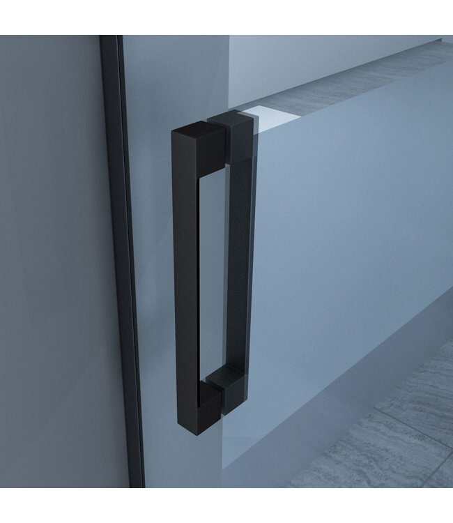 Douchecabine Collins Mat Zwart Vierkant 140x100cm Draaideur Antikalk Helderglas 8mm Veiligheidsglas Easy Clean