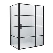 Douchecabine Collins Mat Zwart Vierkant 140x80cm Draaideur Antikalk Helderglas 8mm Veiligheidsglas Easy Clean