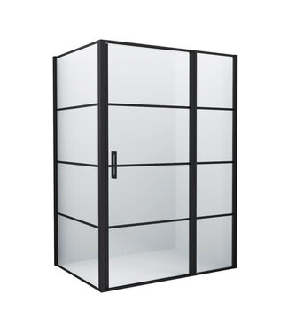 Douchecabine Collins Mat Zwart Vierkant 140x80cm Draaideur Antikalk Helderglas 8mm Veiligheidsglas Easy Clean