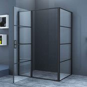 Douchecabine Collins Mat Zwart Vierkant 140x80cm Draaideur Antikalk Helderglas 8mm Veiligheidsglas Easy Clean