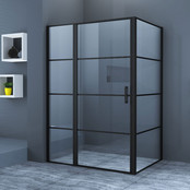 Douchecabine Collins Mat Zwart Vierkant 140x80cm Draaideur Antikalk Helderglas 8mm Veiligheidsglas Easy Clean