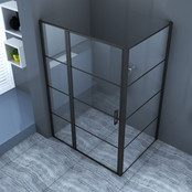 Douchecabine Collins  Mat Zwart Vierkant 120x100cm Draaideur Antikalk Helderglas 8mm Veiligheidsglas Easy Clean