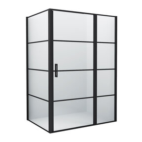 Douchecabine Collins Mat Zwart Vierkant 120x100cm Draaideur Antikalk Helderglas 8mm Veiligheidsglas Easy Clean