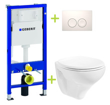 Aktieset Geberit UP100 Toiletset Basic Hangtoilet met spoelrand incl. Softclose toiletbril
