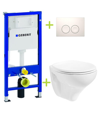 GEBERIT Aktieset Geberit UP100 Toiletset Basic Hangtoilet met spoelrand incl. Softclose toiletbril