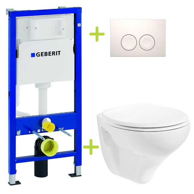 Aktieset Geberit UP100 Toiletset Basic Hangtoilet met spoelrand incl. Softclose toiletbril