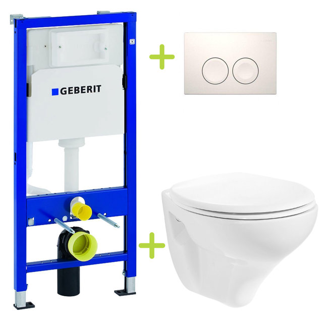 Aktieset Geberit UP100 Toiletset Basic Hangtoilet met bidet spoelrand incl. Softclose toiletbril