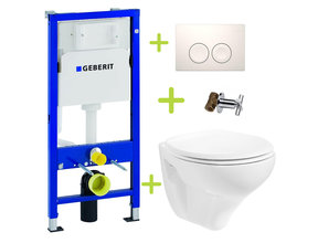 Aktieset Geberit UP100 Toiletset Basic Hangtoilet met bidet spoelrand incl. Softclose toiletbril