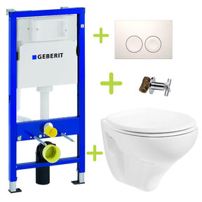 Aktieset Geberit UP100 Toiletset Basic Hangtoilet met bidet spoelrand incl. Softclose toiletbril