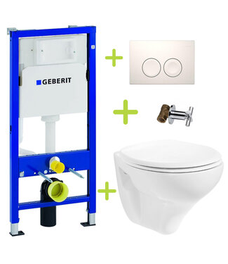 GEBERIT Aktieset Geberit UP100 Toiletset Basic Hangtoilet met bidet spoelrand incl. Softclose toiletbril