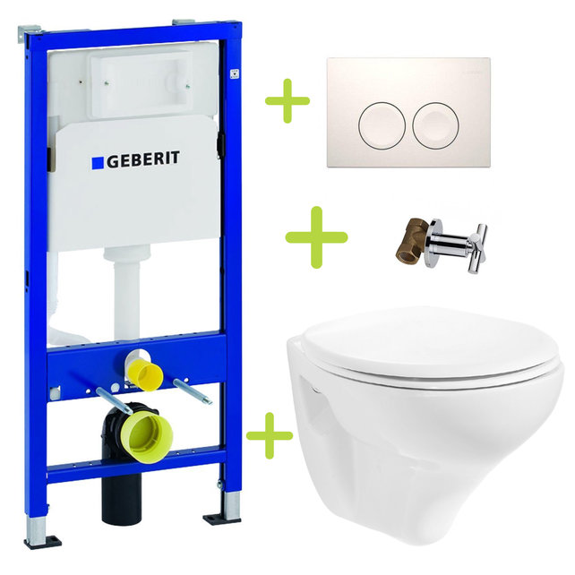 Aktieset Geberit UP100 Toiletset Basic Hangtoilet met bidet spoelrand incl. Softclose toiletbril