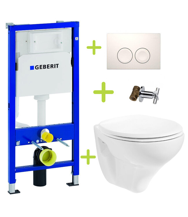Aktieset Geberit UP100 Toiletset Basic Hangtoilet met spoelrand incl. Softclose toiletbril