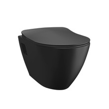 Hangtoilet Mat Zwart Creavit TP325 met bidet incl. Toiletbril softclose sluiting met spoelrand