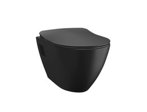 Hangtoilet Mat Zwart Creavit TP325 met bidet incl. Toiletbril softclose sluiting met spoelrand