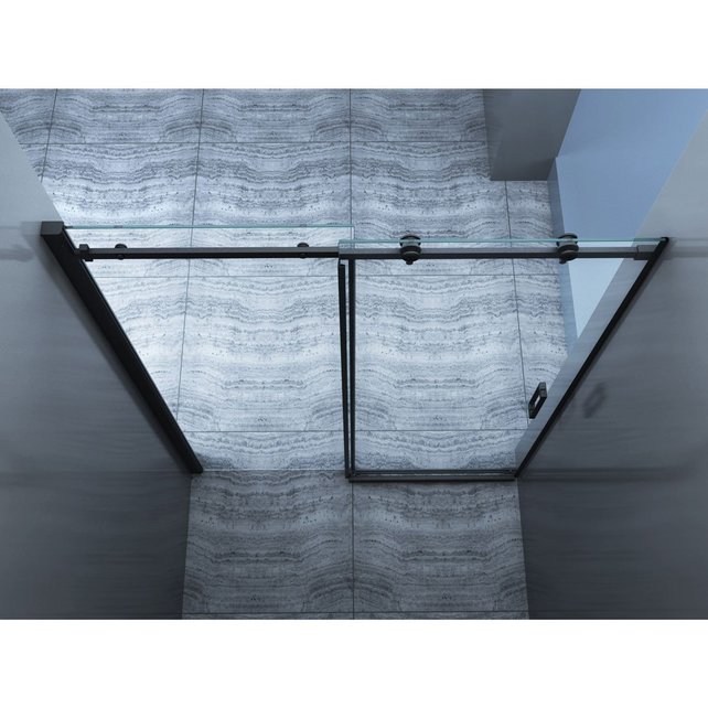 Douchedeur Slice Nisdeur Schuifdeur Zwart 120x200cm Antikalk Helder Glas Chroom Profiel 8mm Veiligheidsglas Easy Clean