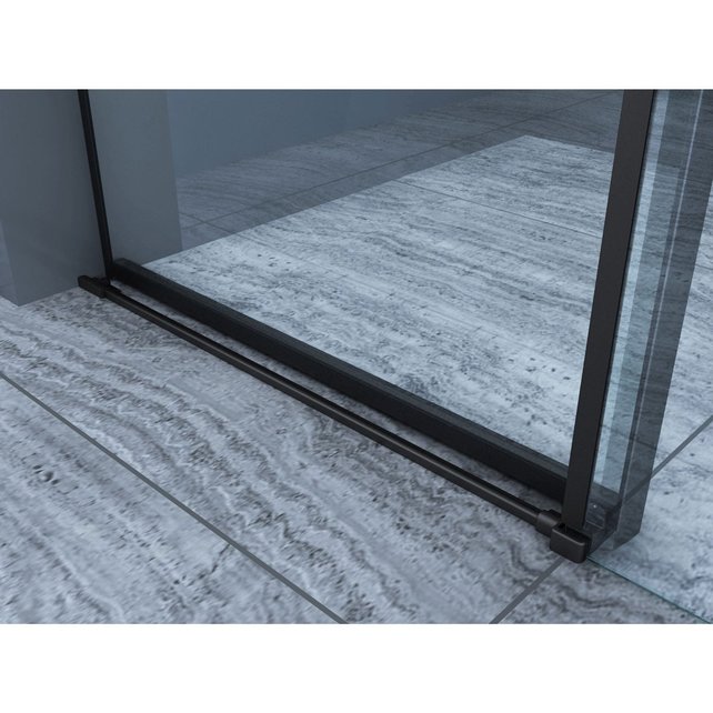 Douchedeur Slice Nisdeur Schuifdeur Zwart 120x200cm Antikalk Helder Glas Chroom Profiel 8mm Veiligheidsglas Easy Clean
