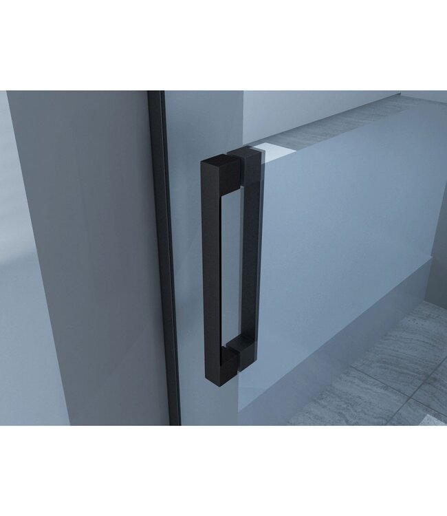 Douchedeur Slice Nisdeur Schuifdeur Zwart 120x200cm Antikalk Helder Glas Chroom Profiel 8mm Veiligheidsglas Easy Clean