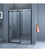 Douchedeur Slice Nisdeur Schuifdeur Zwart 110x200cm Antikalk Helder Glas Zwart Profiel 8mm Veiligheidsglas Easy Clean