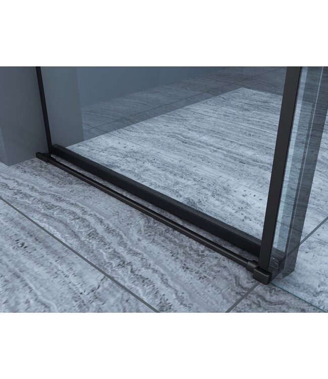 Douchedeur Slice Nisdeur Schuifdeur Zwart 110x200cm Antikalk Helder Glas Zwart Profiel 8mm Veiligheidsglas Easy Clean