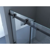 Douchedeur Slice Nisdeur Schuifdeur Zwart 110x200cm Antikalk Helder Glas Zwart Profiel 8mm Veiligheidsglas Easy Clean