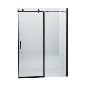 Douchedeur Slice Nisdeur Schuifdeur Zwart 110x200cm Antikalk Helder Glas Zwart Profiel 8mm Veiligheidsglas Easy Clean