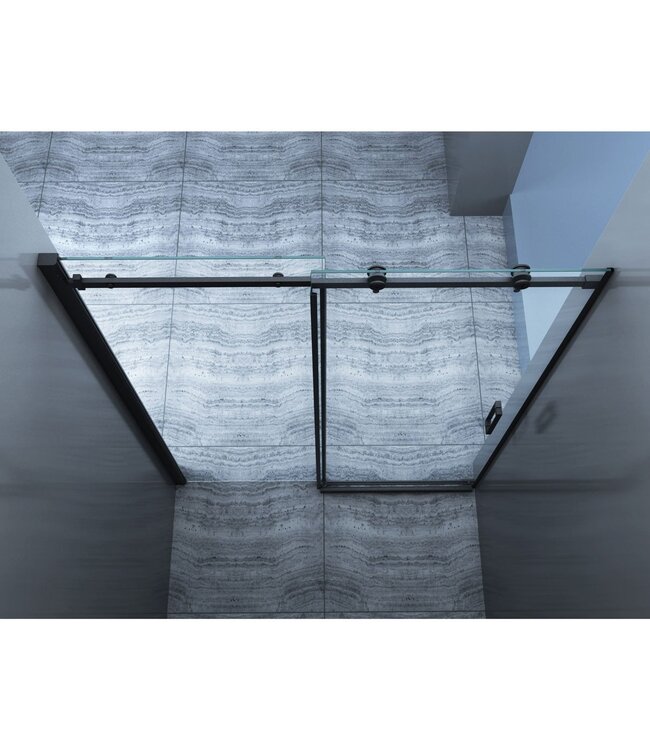 Douchedeur Slice Nisdeur Schuifdeur Zwart 140x200cm Antikalk Helder Glas Zwart Profiel 8mm Veiligheidsglas Easy Clean