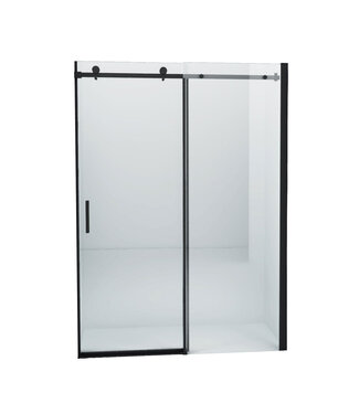 Douchedeur Slice Nisdeur Schuifdeur Zwart 140x200cm Antikalk Helder Glas Zwart Profiel 8mm Veiligheidsglas Easy Clean