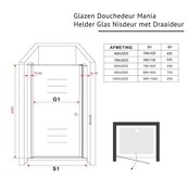 Glazen Douchedeur 60cm - Mania Helder Glas Nisdeur met Draaideur - Verstelbaar Swingdeur met Antikalk