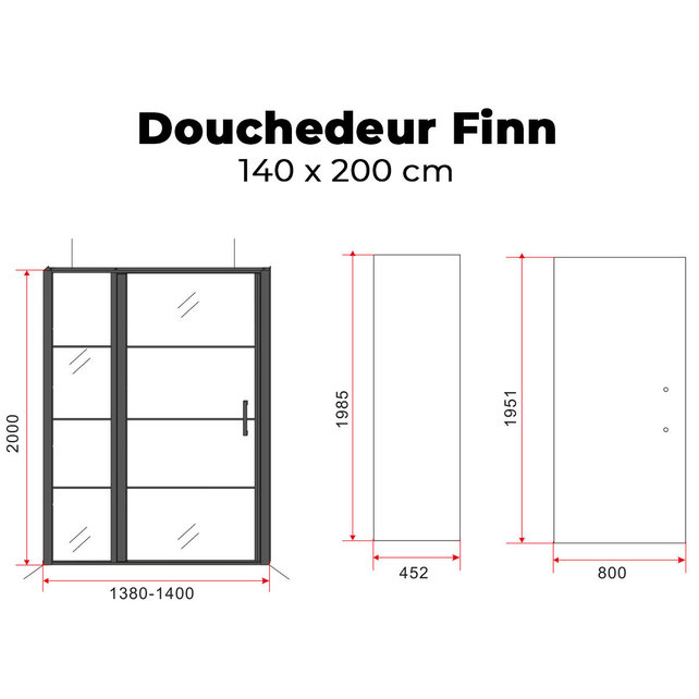 Douchedeur Collins Nisdeur Draaideur 140x200cm Mat Zwart Antikalk Helderglas 8mm Veiligheidsglas Easy Clean Douchedeur Collins Nisdeur Draaideur 140x200cm Mat Zwart Antikalk Helderglas 8mm Veiligheidsglas Easy Clean
