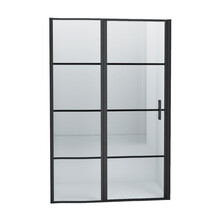 Douchedeur Collins Nisdeur Draaideur 120x200cm Mat Zwart Antikalk Helderglas 8mm Veiligheidsglas Easy Clean