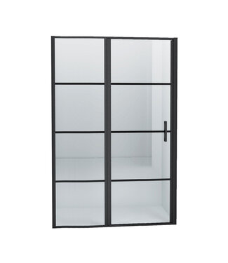 Douchedeur Collins Nisdeur Draaideur 100x200cm Mat Zwart Antikalk Helderglas 8mm Veiligheidsglas Easy Clean