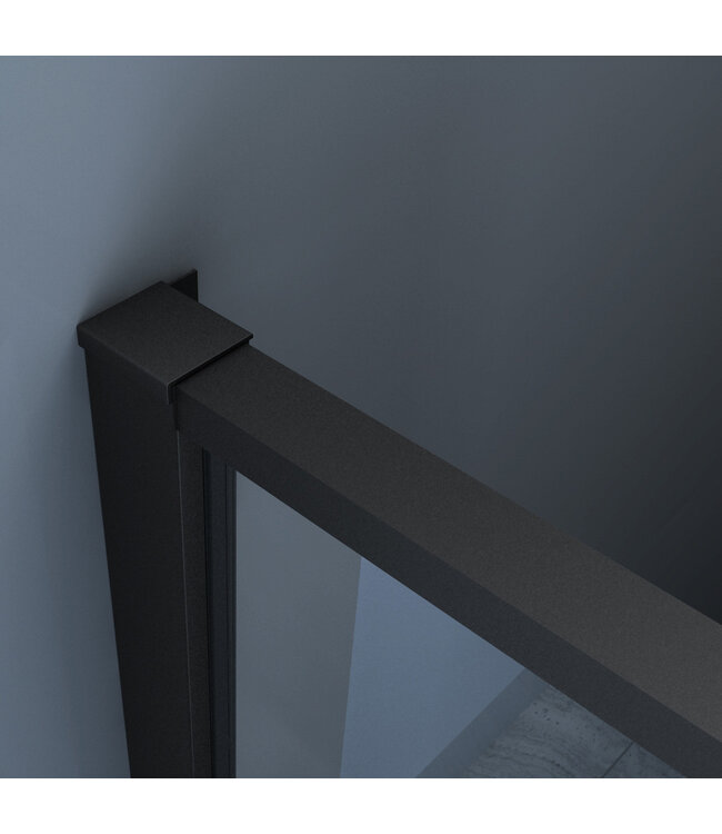 Douchedeur Collins Nisdeur Draaideur 100x200cm Mat Zwart Antikalk Helderglas 8mm Veiligheidsglas Easy Clean