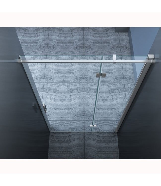 Douchedeur Nisdeur Draaideur met Vaste Wand 100(60-40)x200cm Antikalk Helder Glas Chroom Profiel 8mm Veiligheidsglas Easy Clean