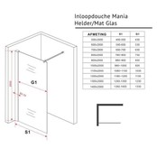 Inloopdouche 120x200 - Mania Helder/Mat Glas 10mm Douchewand - Veiligheidsglas met Antikalk
