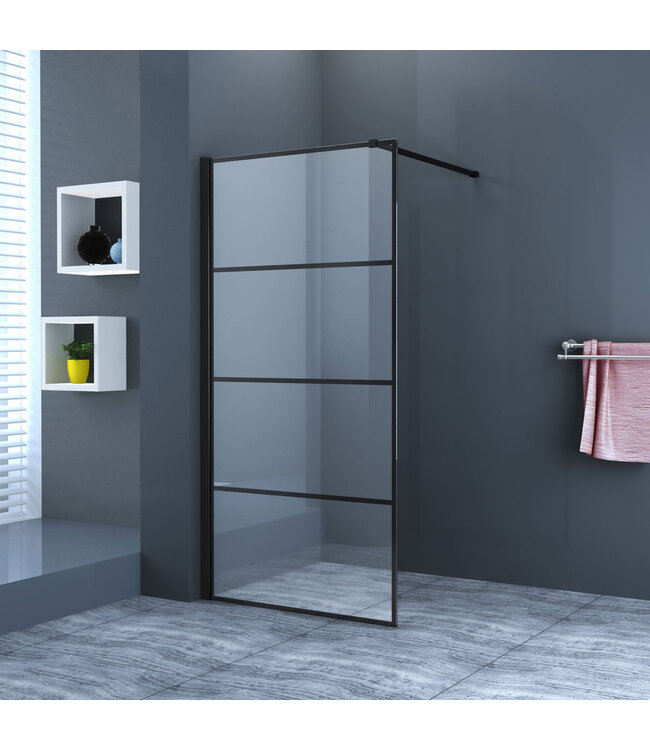 Inloopdouche Donna Mat Zwart Raster 80x200cm SaniPro Douchewand Antikalk Helderglas 8 mm Veiligheidsglas Easy Clean