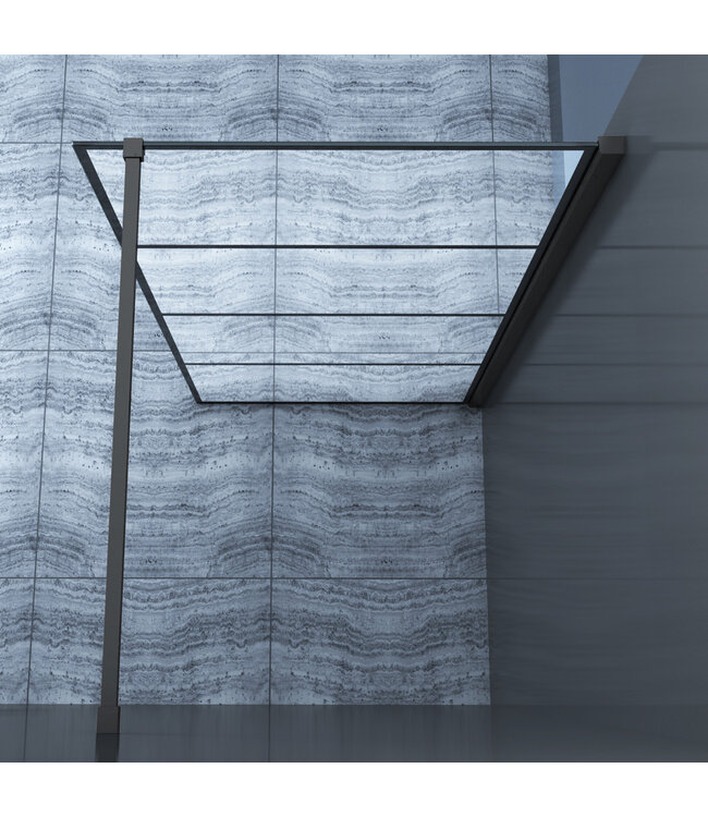 Inloopdouche Donna Mat Zwart Raster 80x200cm SaniPro Douchewand Antikalk Helderglas 8 mm Veiligheidsglas Easy Clean