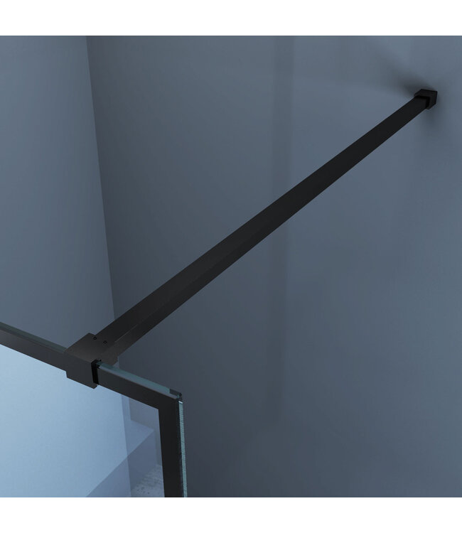 Inloopdouche Donna Mat Zwart Raster 90x200cm SaniPro Douchewand Antikalk Helderglas 8 mm Veiligheidsglas Easy Clean