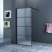 Inloopdouche Donna Mat Zwart Raster 90x200cm SaniPro Douchewand Antikalk Helderglas 8 mm Veiligheidsglas Easy Clean